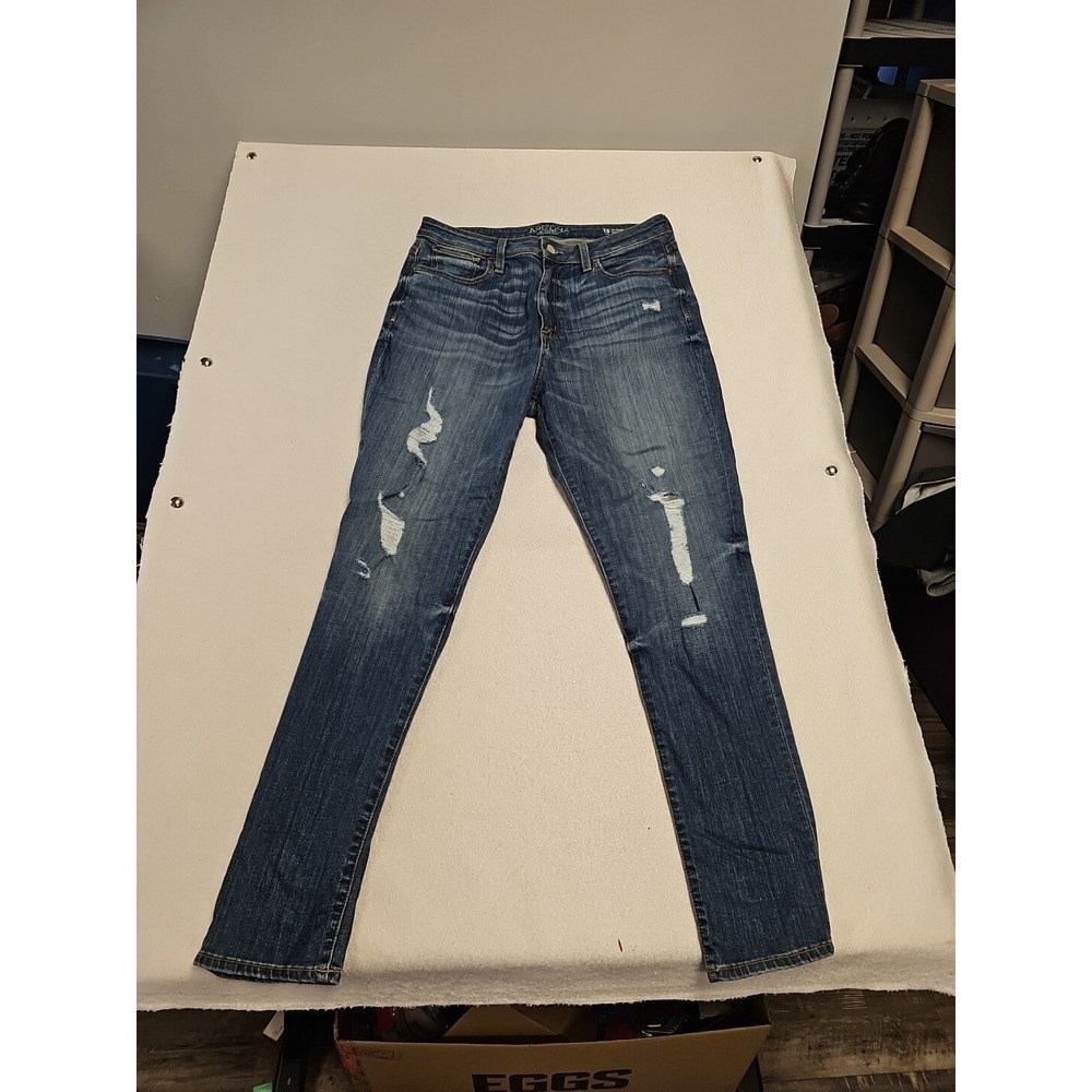 Arizona Jean Co Womens 15 Hi-Rise Skinny Jeans Distressed Medium Wash Denim